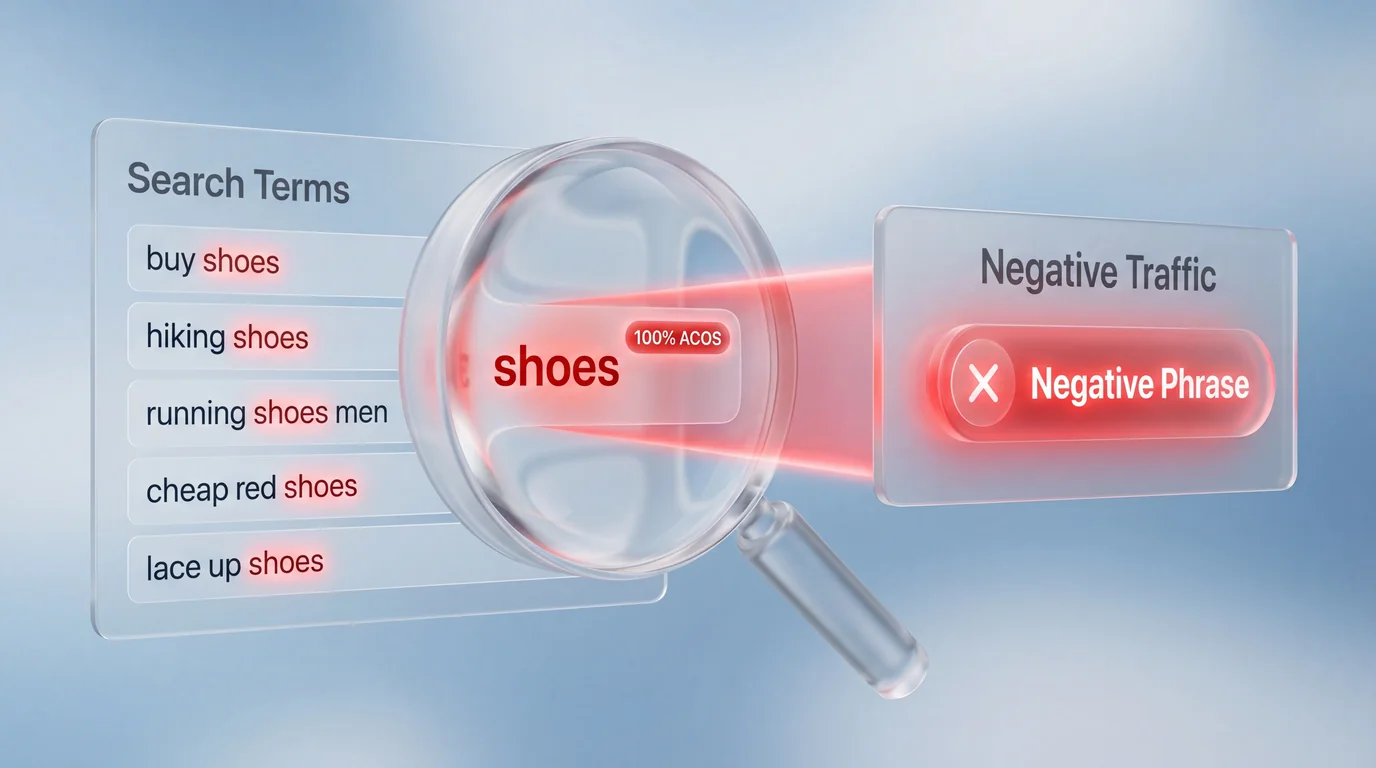 Smart Negative Harvesting identifying high-ACOS search patterns within SalesFortuna's optimization system
