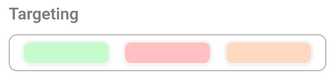 Search term status visualization showing active, paused, and inactive targeting indicators